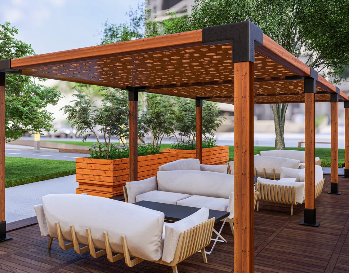 Stylish pergola installed by Cool Awnings for shaded outdoor comfort.